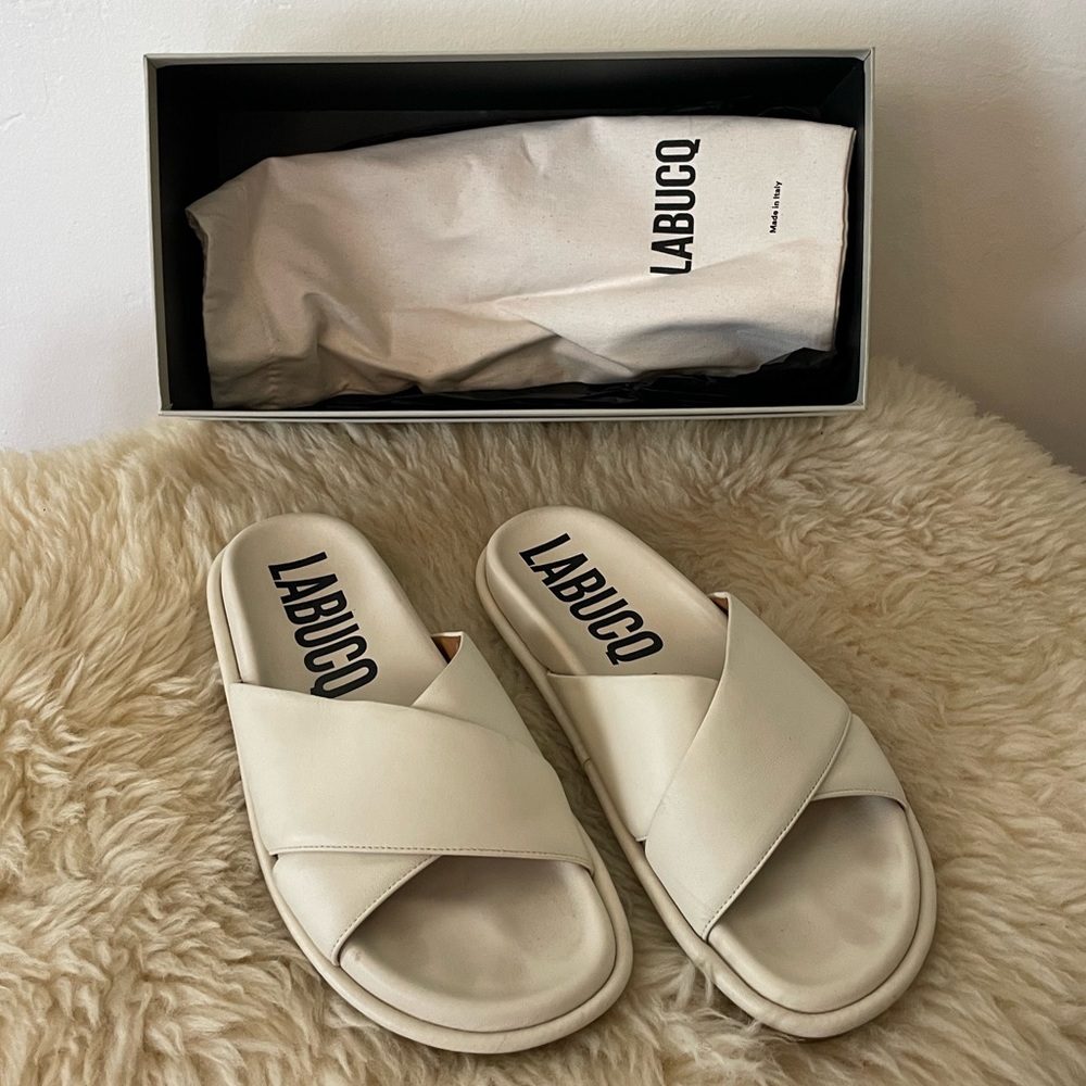 Labucq Mo Slide Ivory Nappa leather size 10 / 40 - Picture 2 of 7